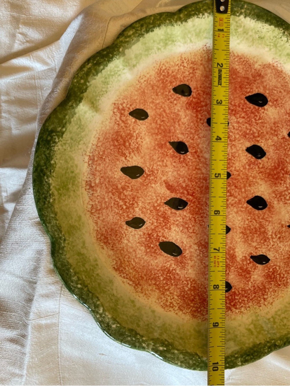 Watermelon Serving Set – Hand Painted Bowl & Plate – Summer Kitchen Decor - Picture 6 of 10